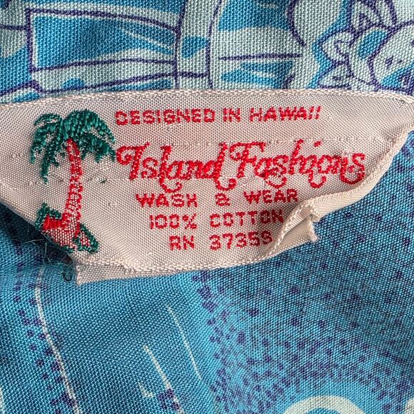 VTG 60s 70s Island Fashions Hawaiian Shirt - Map Print - Aloha Shirt - sz Large - Picture 8 of 10